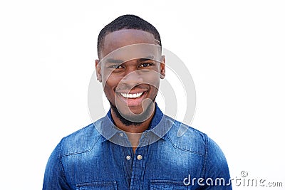 Smiling young african american man in a denim shirt Stock Photo