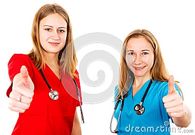 Smiling young female doctors Stock Photo