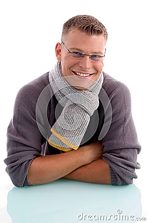 Smiling young man wearing eyewear Stock Photo