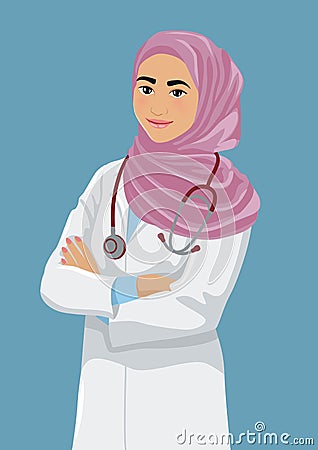 Muslim female doctor Vector Illustration