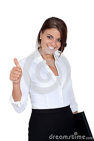 Smiling young successful business woman isolated Stock Photo