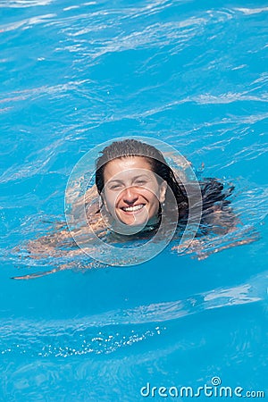 Smilling woman in swimming pool Stock Photo