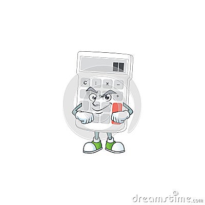 Smirking cartoon calculator white for calculate tool Vector Illustration