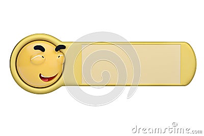 Smirking face emoticon on a board.3D illustration. Cartoon Illustration