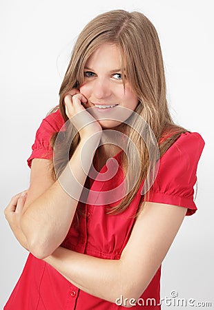 Smirking girl portrait Stock Photo