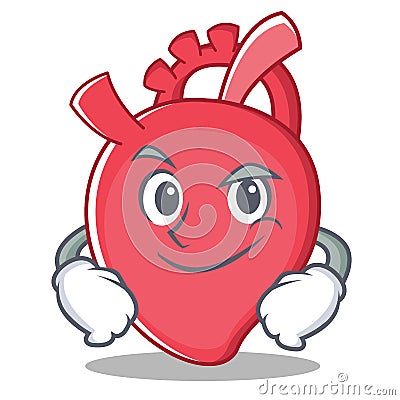 Smirking heart character cartoon style Vector Illustration