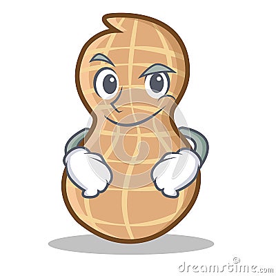 Smirking peanut character cartoon style Vector Illustration