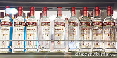 Smirnoff Vodka being sold in liquor store in Ontario Editorial Stock Photo