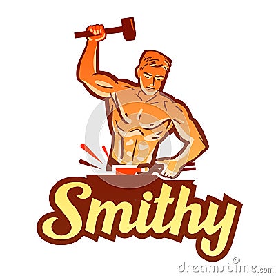 Smithy vector logo. blacksmith, farrier icon Vector Illustration