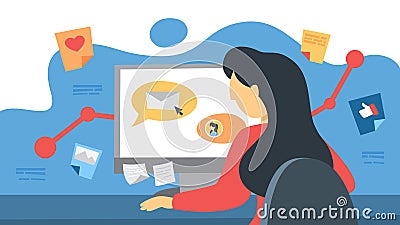 SMM social media marketing concept. Advertising of business Vector Illustration