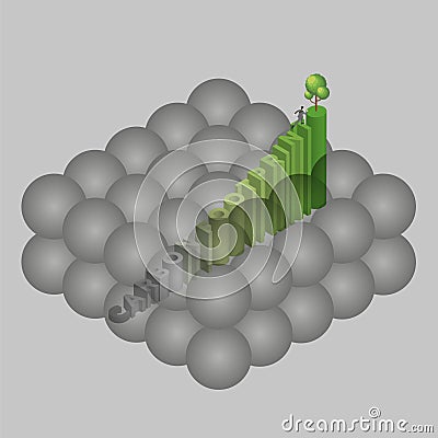 Smog, air quality, diaster atmosphere, PM2.5 dust, carbon dioxide, greenhouse gas Vector Illustration