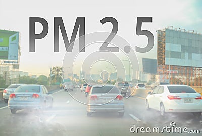 Smog city from PM 2.5 dust. Cityscape with bad air pollution, PM 2.5 concept, Bangkok, Thailand Stock Photo