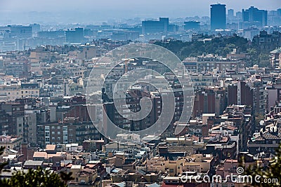 Smog over Barcelona Stock Photo