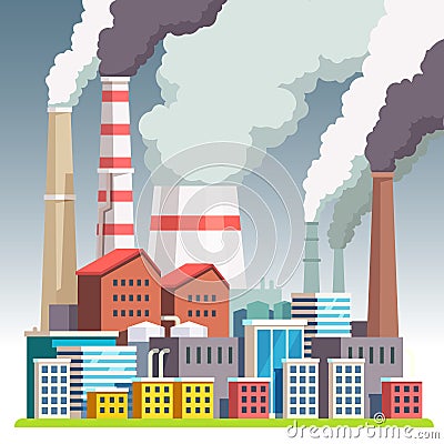 Smog polluted urban landscape Vector Illustration