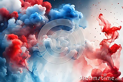 Smoke bomb back ground, smoke colors labor day theme. Stock Photo