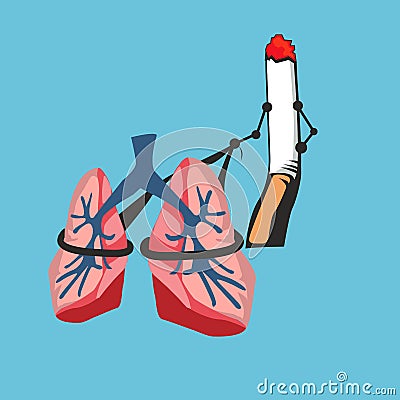 Smoke cigarette risk your lungs Vector Illustration