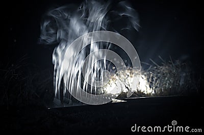 smoke and cloud.Artistic abstraction composed on dark background Stock Photo