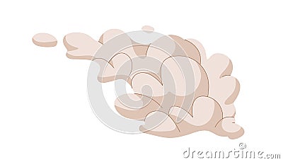 Smoke cloud from gas, fume, dust. Abstract vapor silhouette. Smoky effect after explosion, boom, bang. Exploding curved Vector Illustration