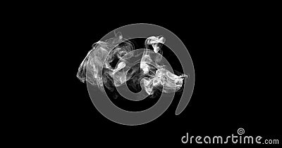 Smoke cloud, steam mist fog, realistic on black background. White vapor smoke cloud smoking and vaping with fluffy foggy dust Stock Photo