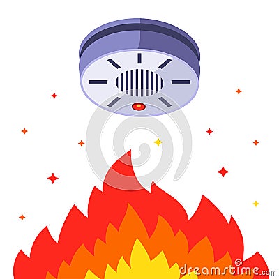 Smoke detector against indoor fire. building smoke alarm. Vector Illustration