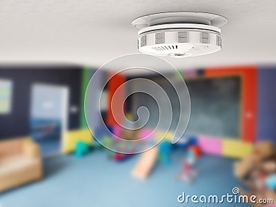 Smoke detector on ceiling Stock Photo