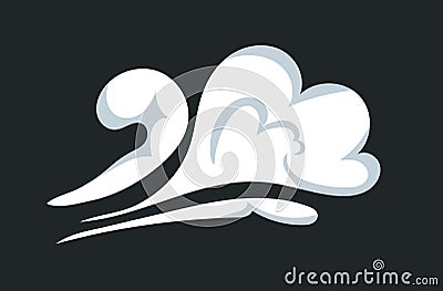 Smoke effect of vapor or clouds with wind blast movement. Cartoon Illustration