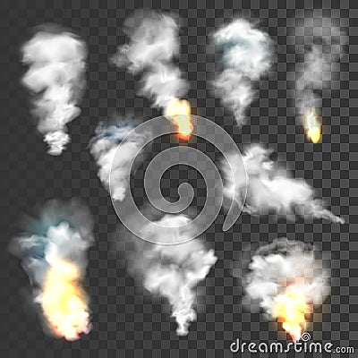 Smoke and fire set Vector Illustration