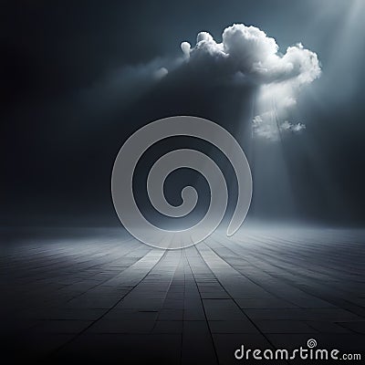 Smoke on the floor with aesthetic dark mystic background Stock Photo