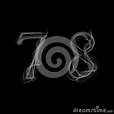Smoke font. Numbers 7 8 Vector Illustration