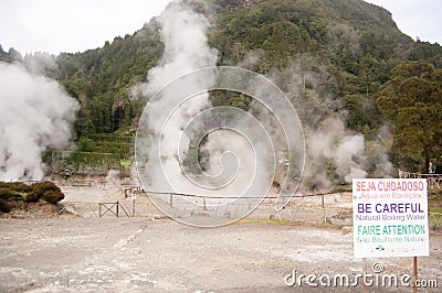 Smoke geothermal waters Stock Photo