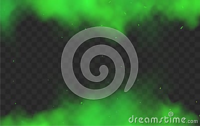 Smoke green fog background effect. Vector green steam cloud mist smoke Vector Illustration