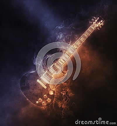 Smoke hard rock guitar Cartoon Illustration