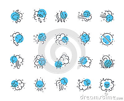 Smoke icons color set Vector Illustration