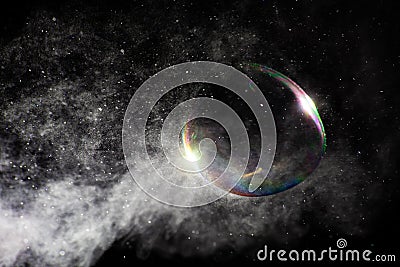 Steam jet and soap bubble and highlight is close Stock Photo