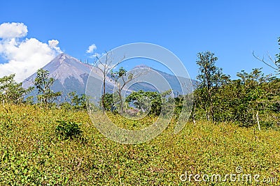 Smoke puffs from Fuego volcano Stock Photo