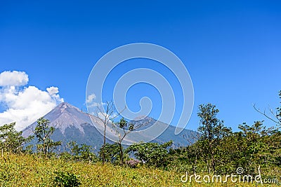 Smoke puffs from Fuego volcano Stock Photo