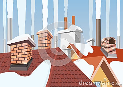 Smoke rising from the chimneys Vector Illustration