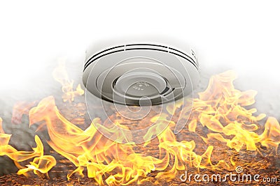 Smoke sensor and fire alarm Stock Photo