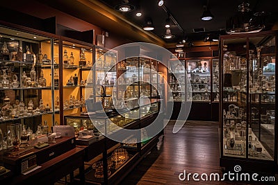 smoke shop, with a variety of vaporizers, pipes, and bongs on display Stock Photo