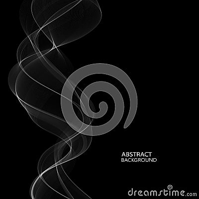 Smoke smooth light lines vector black background. Eps 10. Vector Illustration