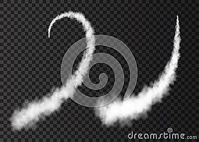 Smoke from space rocket launch isolated on transparent background Vector Illustration