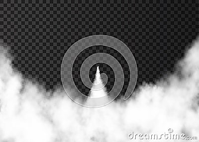Smoke from space rocket launch isolated on transparent background Vector Illustration
