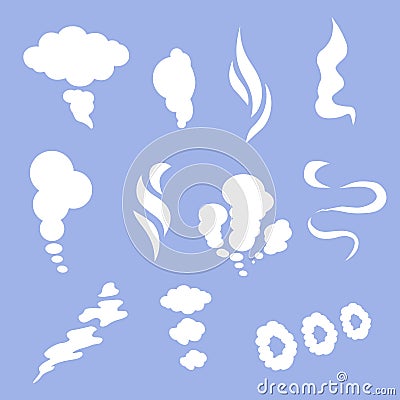 Smoke and steam silhouette icons. Vector Illustration