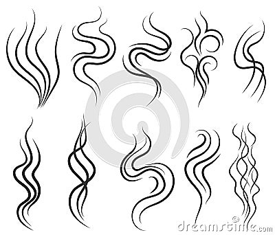 Smoke and steam smell lines, gas icon, aroma flow Vector Illustration