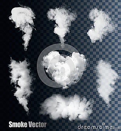 Smoke vectors on transparent background. Vector Illustration