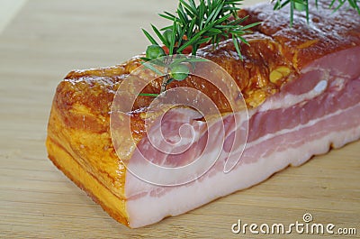 Smoked bacon with juniper Stock Photo