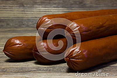 Smoked beer sausages Stock Photo