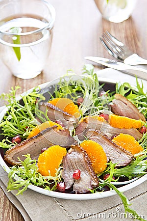 Smoked duck and orange salad Stock Photo