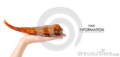 Smoked fish perch in hand pattern Stock Photo