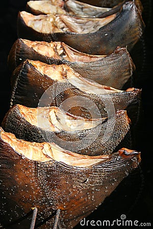 Smoked flatfish Stock Photo